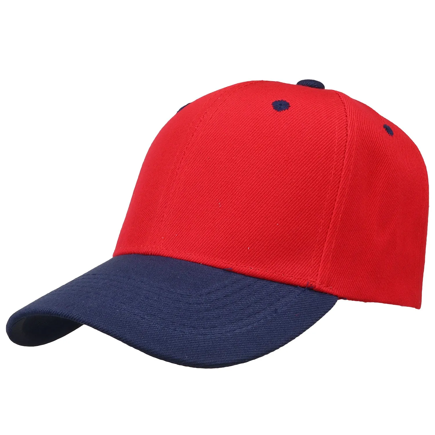 12-Pack Baseball Dad Cap Velcro Strap Adjustable Size - Red/Navy