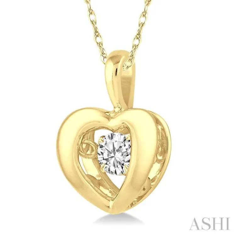 1/20 Ctw Round Cut Diamond Emotion Pendant in 10K Yellow Gold with Chain