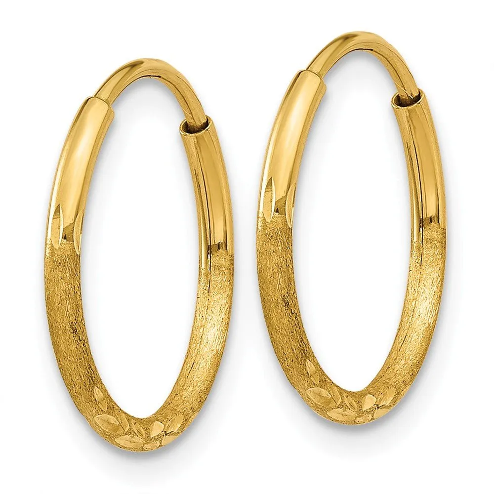 1.25mm, 14k Gold, Diamond-cut Endless Hoops, 13mm (1/2 Inch)