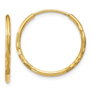 1.25mm, 14k Gold, Diamond-cut Endless Hoops, 18mm (11/16 Inch)