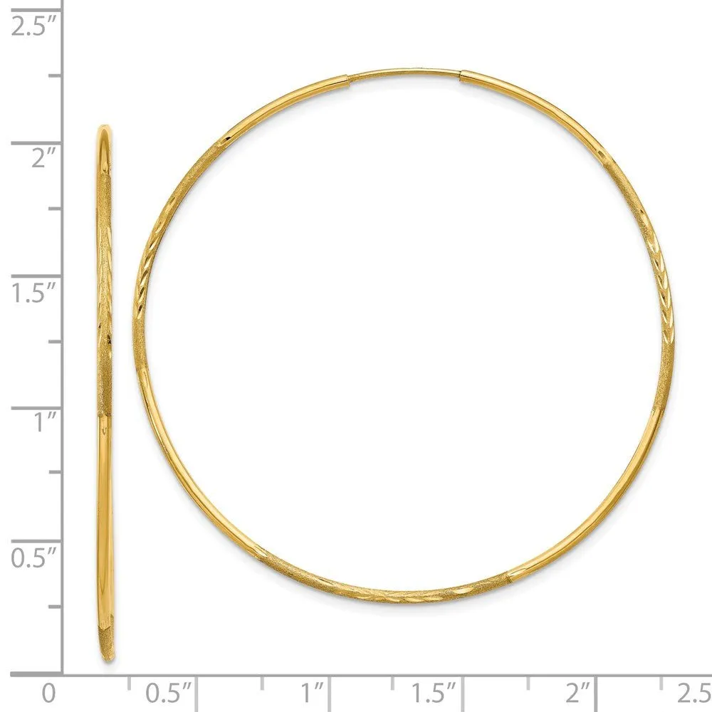 1.25mm, 14k Gold, Diamond-cut Endless Hoops, 54mm (2 1/8 Inch)