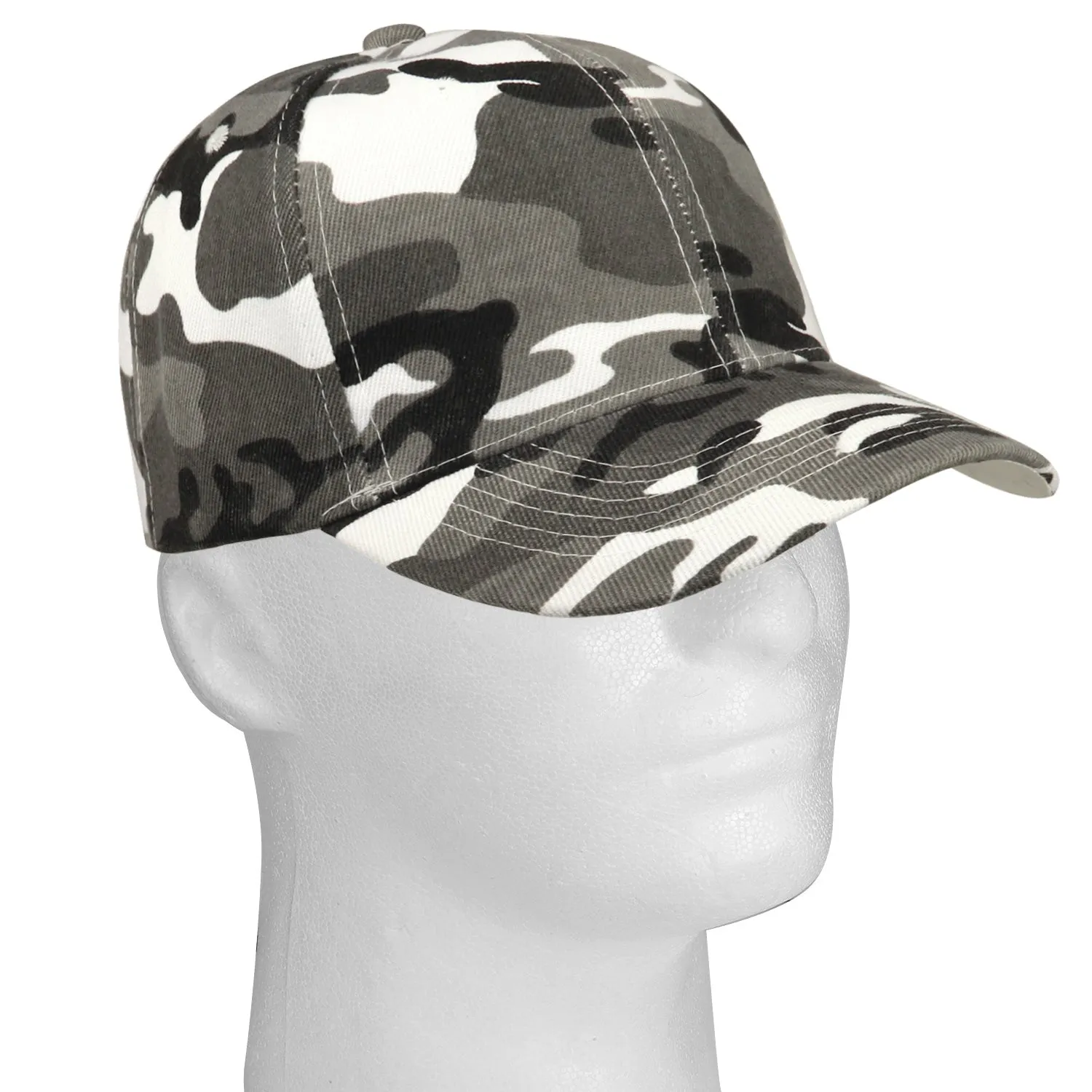 144-Pack Baseball Dad Cap Velcro Strap Adjustable Size - Gray Camo