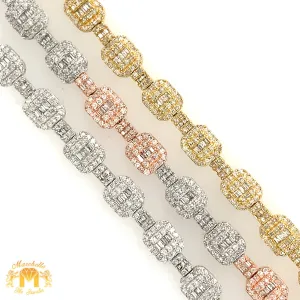 14k Gold Fancy Squares Link Diamond Bracelet (pick a color)