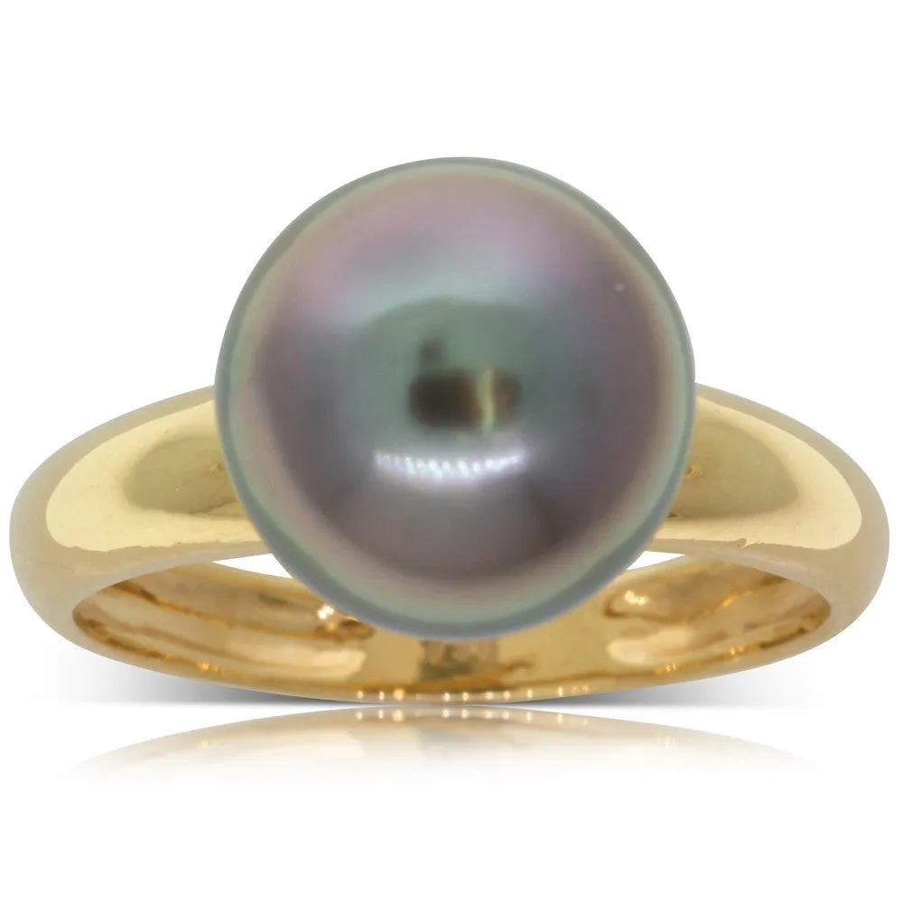 18ct Yellow Gold Tahitian Black Pearl Ring