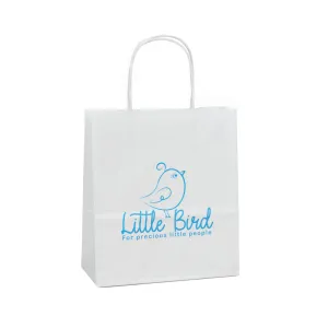 190x80x210mm White Printed Paper Carrier Bags