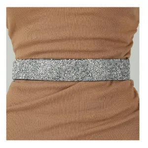 1pc Handmade Crystal Rhinestone Belt, Sweet Shining Elastic Waistband Women's Daily Outfit Dress Decoration Waist Band