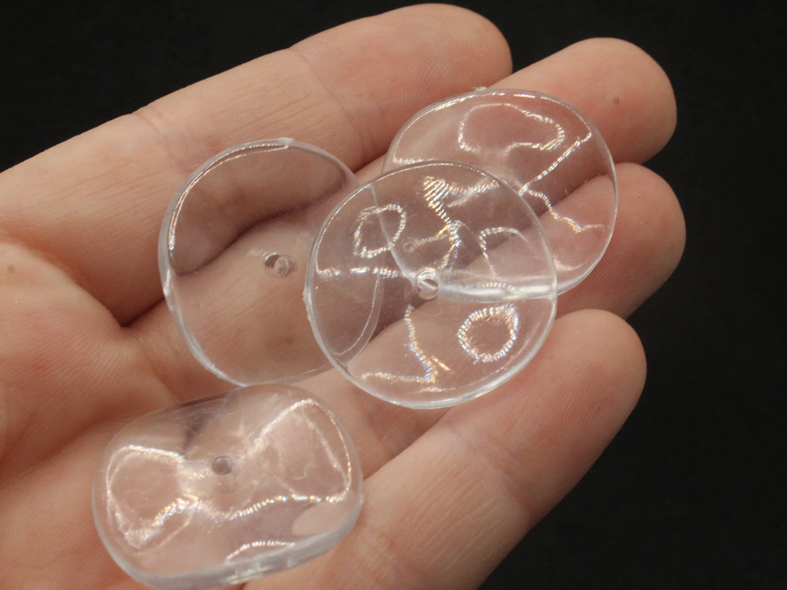 20 25mm Clear Disc Vintage Wavy Flat Round Acrylic Plastic Beads