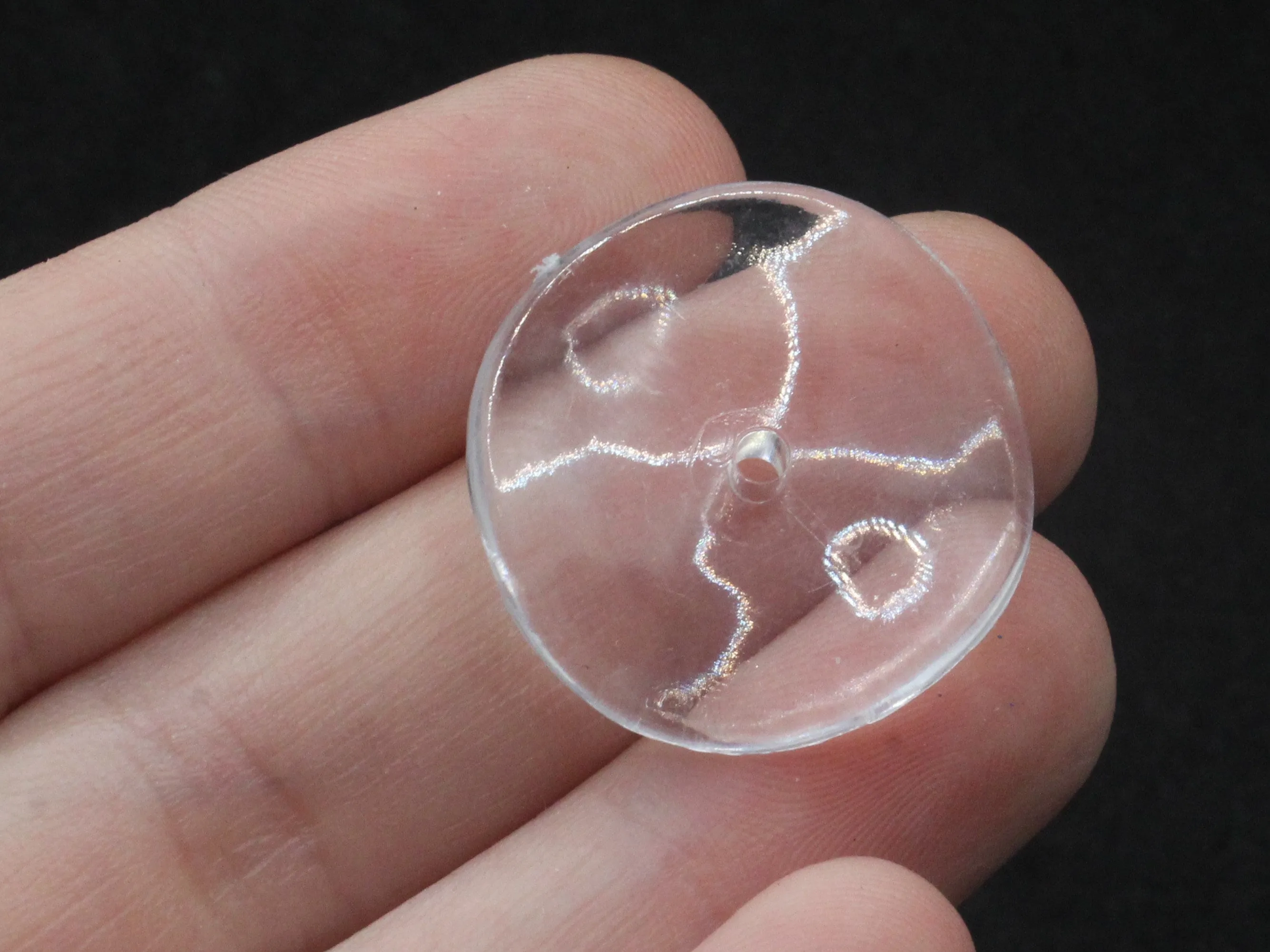 20 25mm Clear Disc Vintage Wavy Flat Round Acrylic Plastic Beads