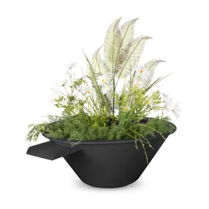 24" Round Cazo Planter & Water Bowl - Powder Coated Metal - Black -