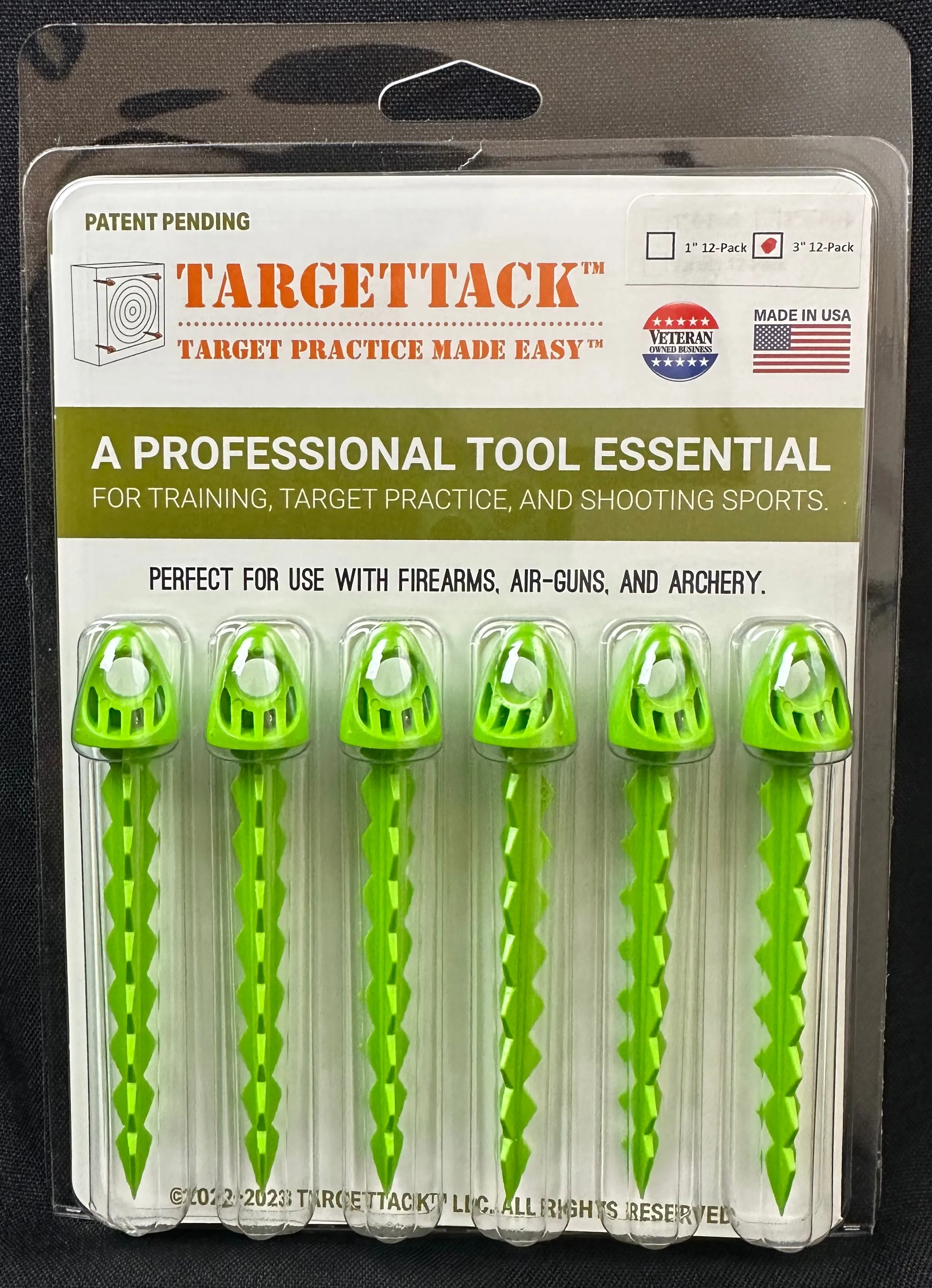 3-Inch 12-Pack of TargetTacks®  Lime Green