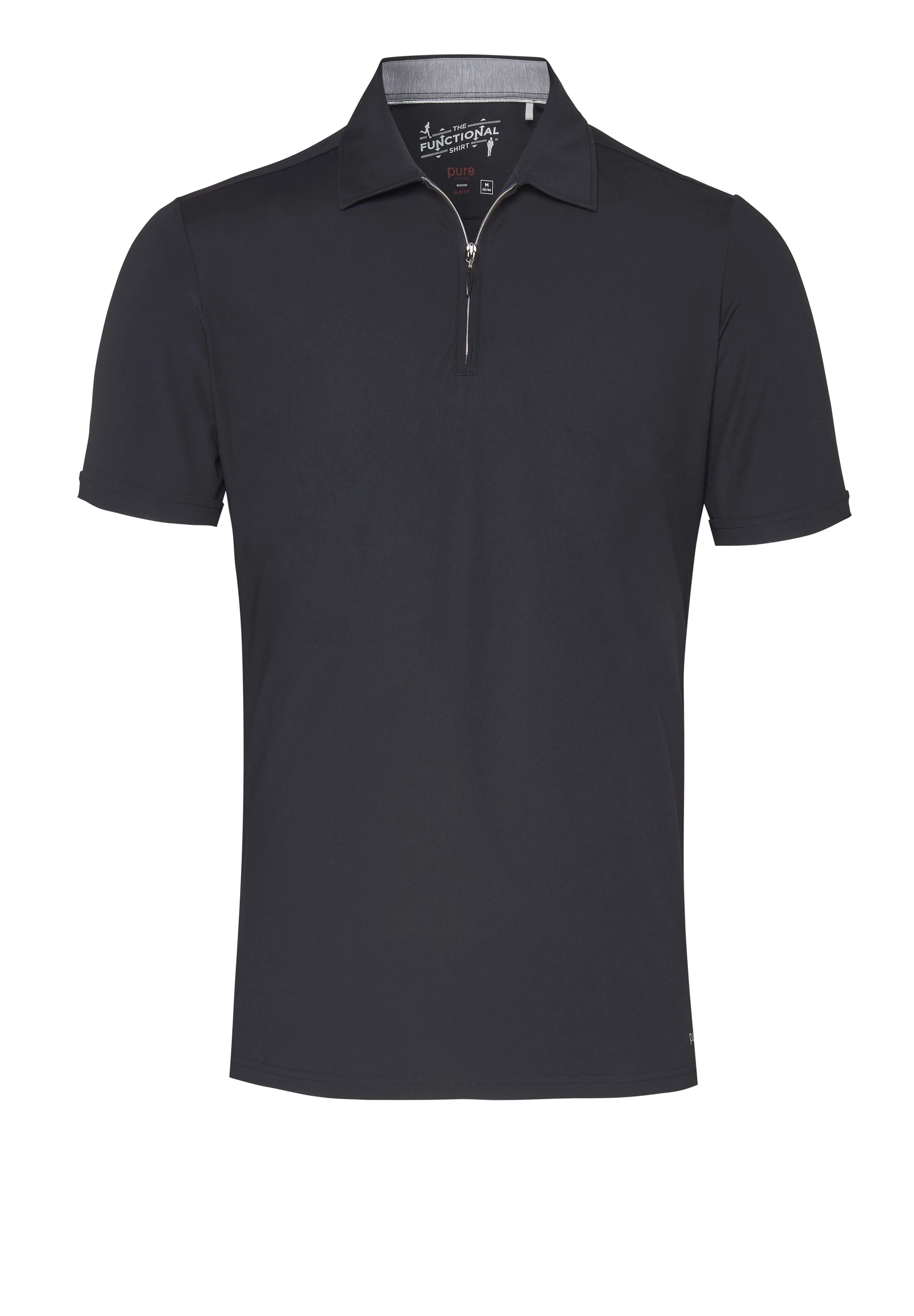 3394-92920 - Functional Polo Zip - schwarz