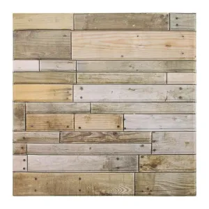 3D Narrow Striped Wood Peel and Stick Wall Tile