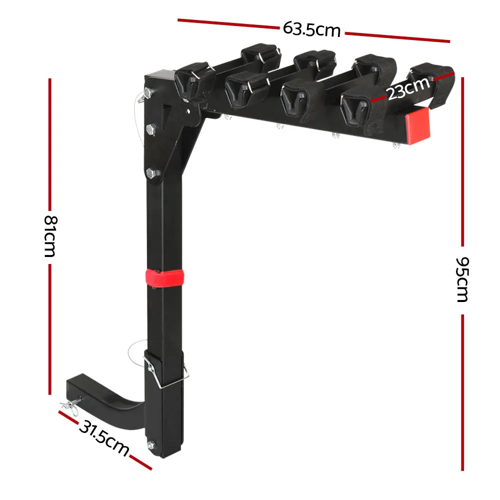 4 Bicycle Bike Carrier Rack Car 2" Hitch Mount Foldable Black