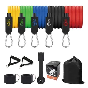 5 Tube Exercise Resistance Bands Set of 11 Pieces