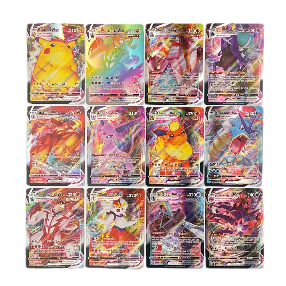 50-300Pcs Pokemons Card Shining TAKARA TOMY GX VMAX V MAX Cards Game Battle Carte Trading Children Toy