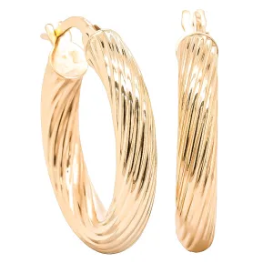 9ct Yellow Gold Textured Hoop Earrings