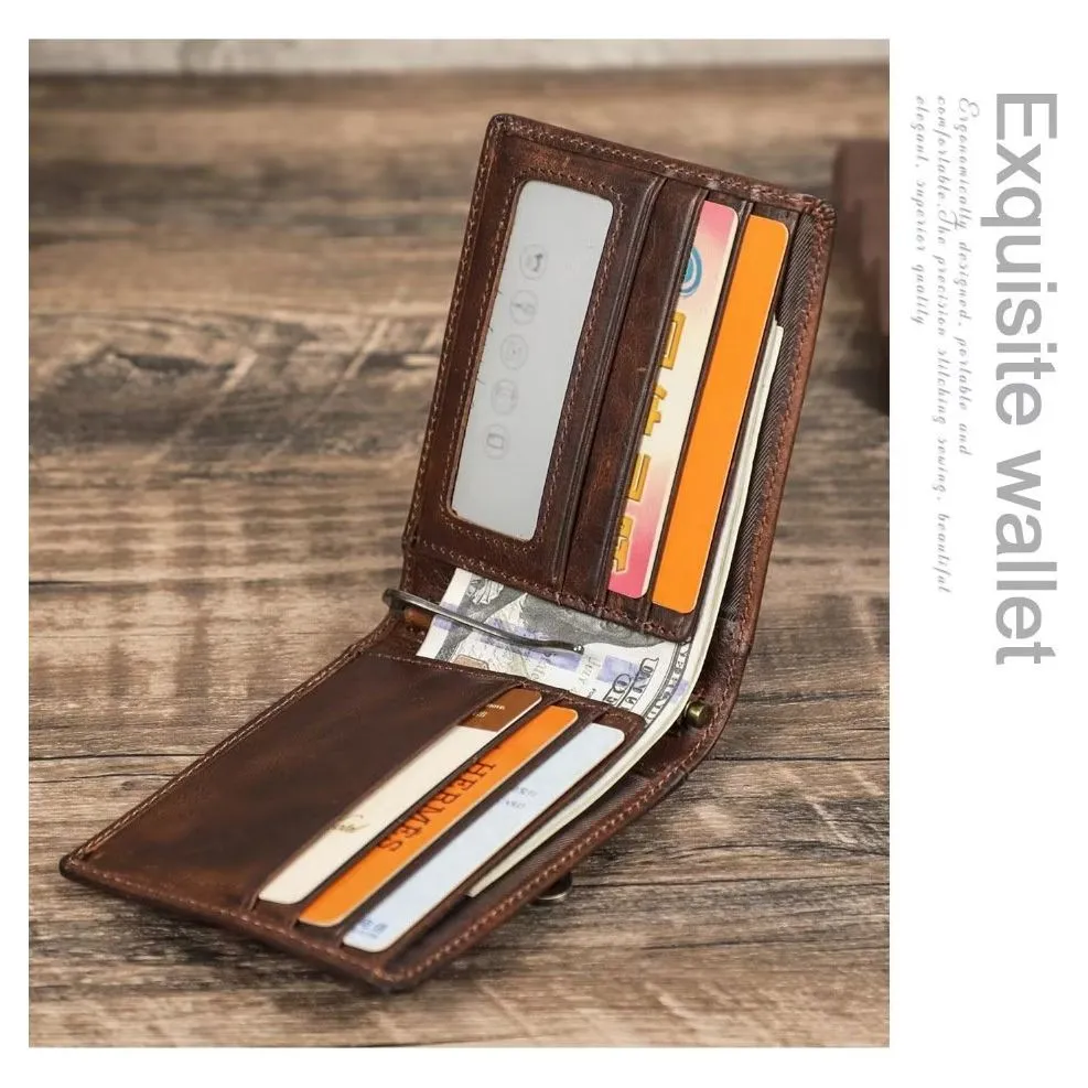 AlliChic Cowhide Short Zipper Clutch Wallet