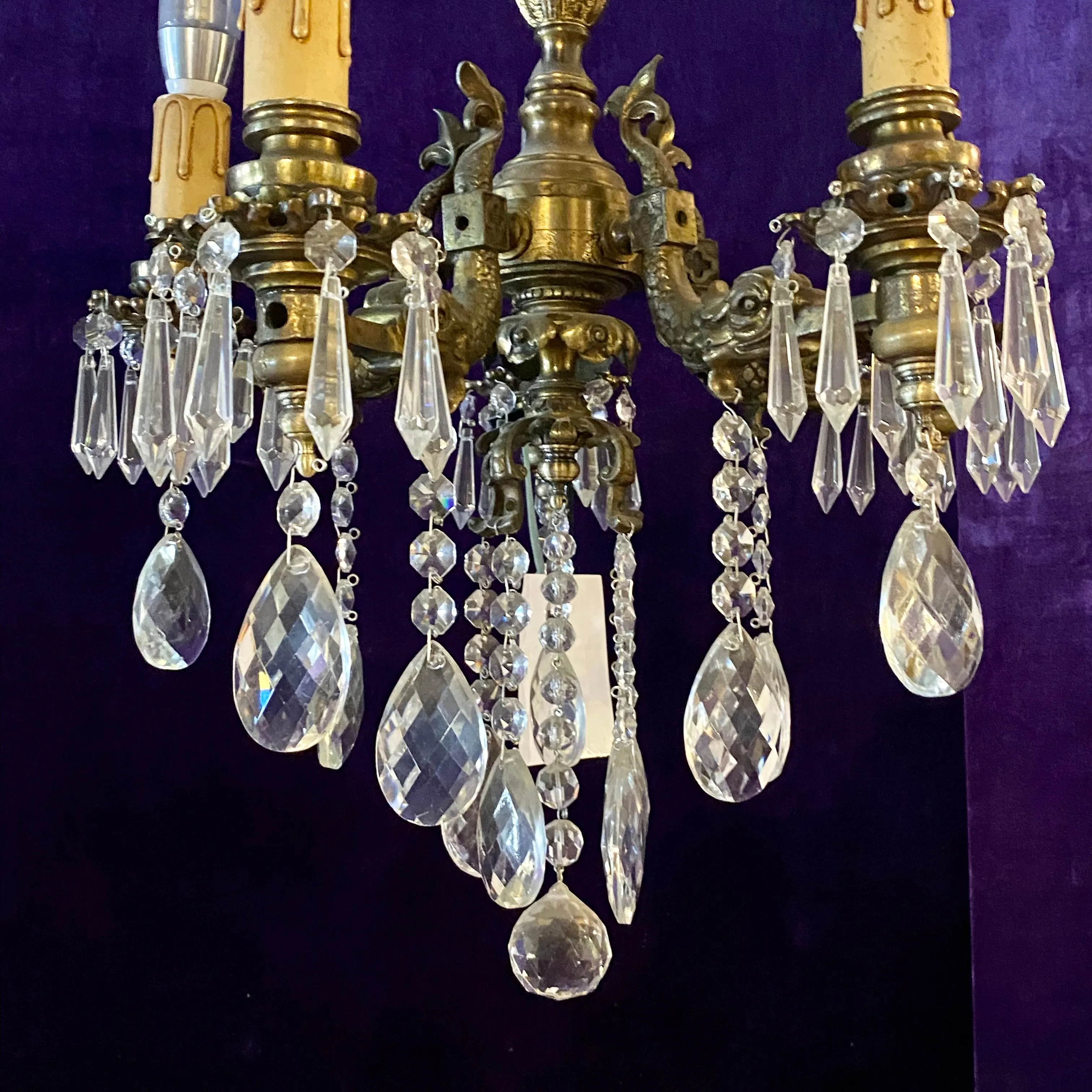 Antique French Chandelier with Fish Details