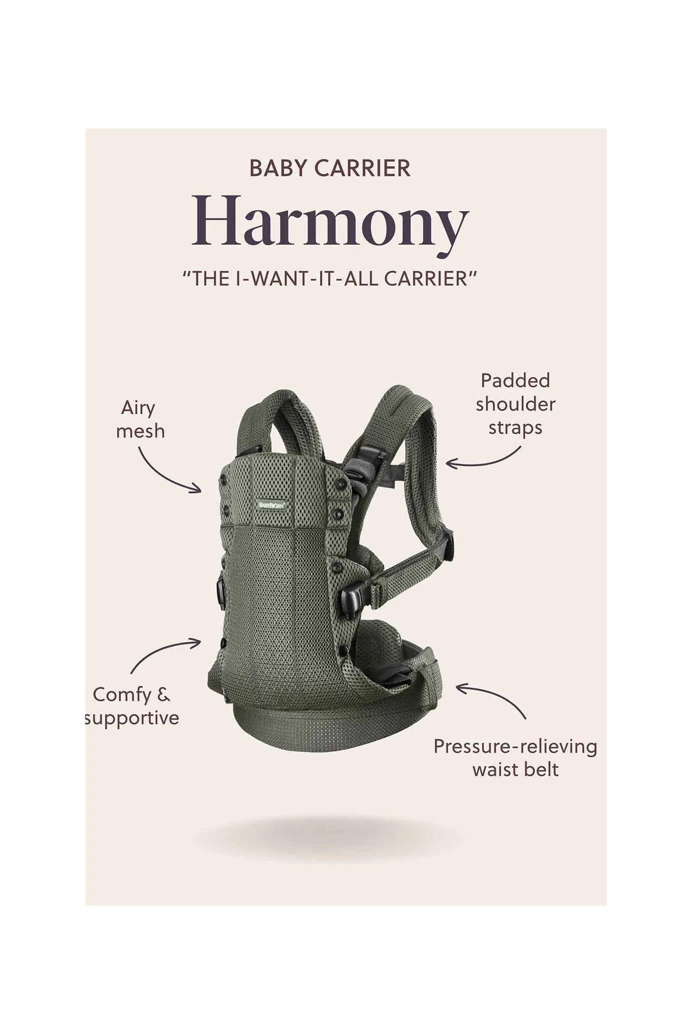 BabyBjorn Baby Carrier Harmony, Mesh 3D