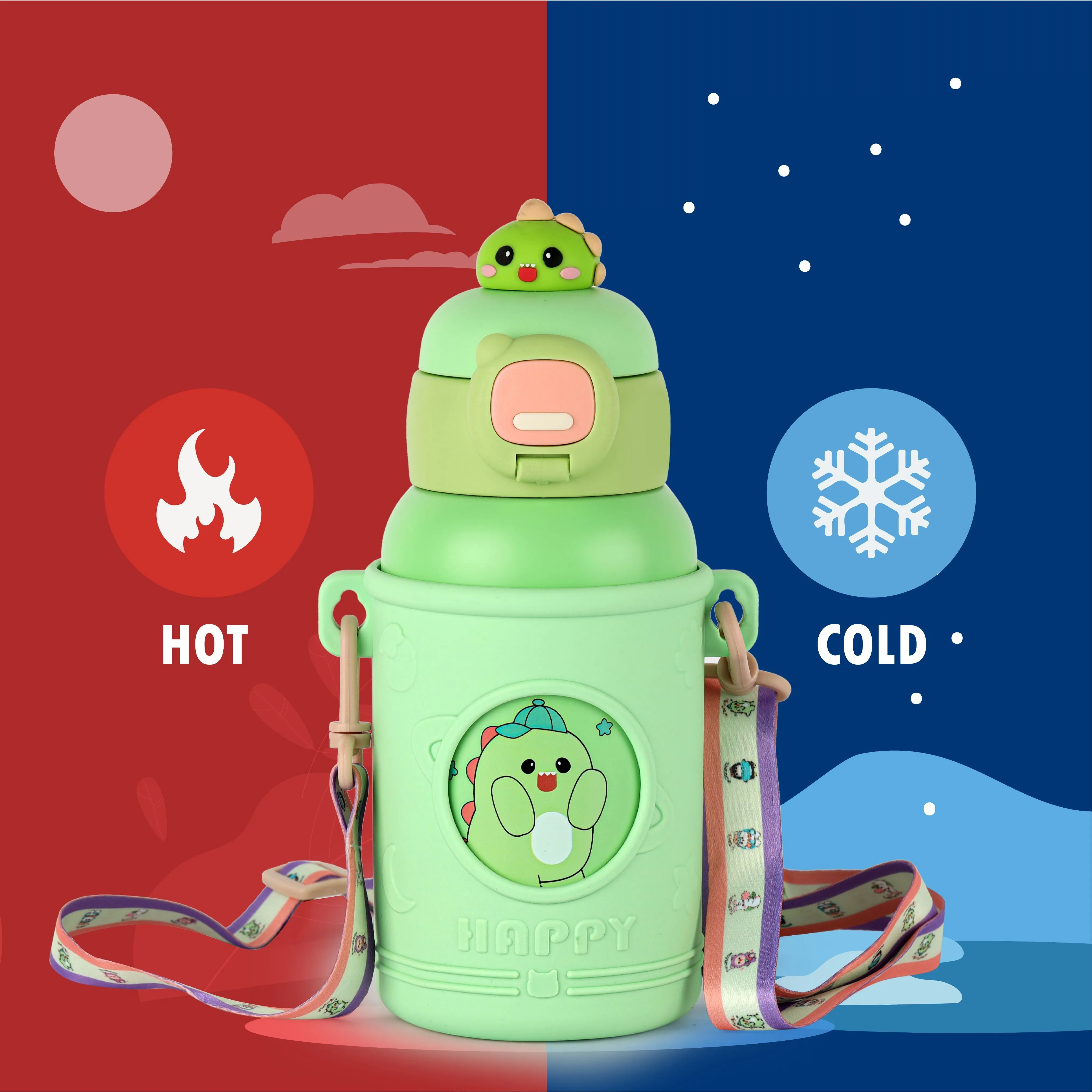 Babybop Hot & Cold Stainless Steel Kids Water Bottle, 500ml