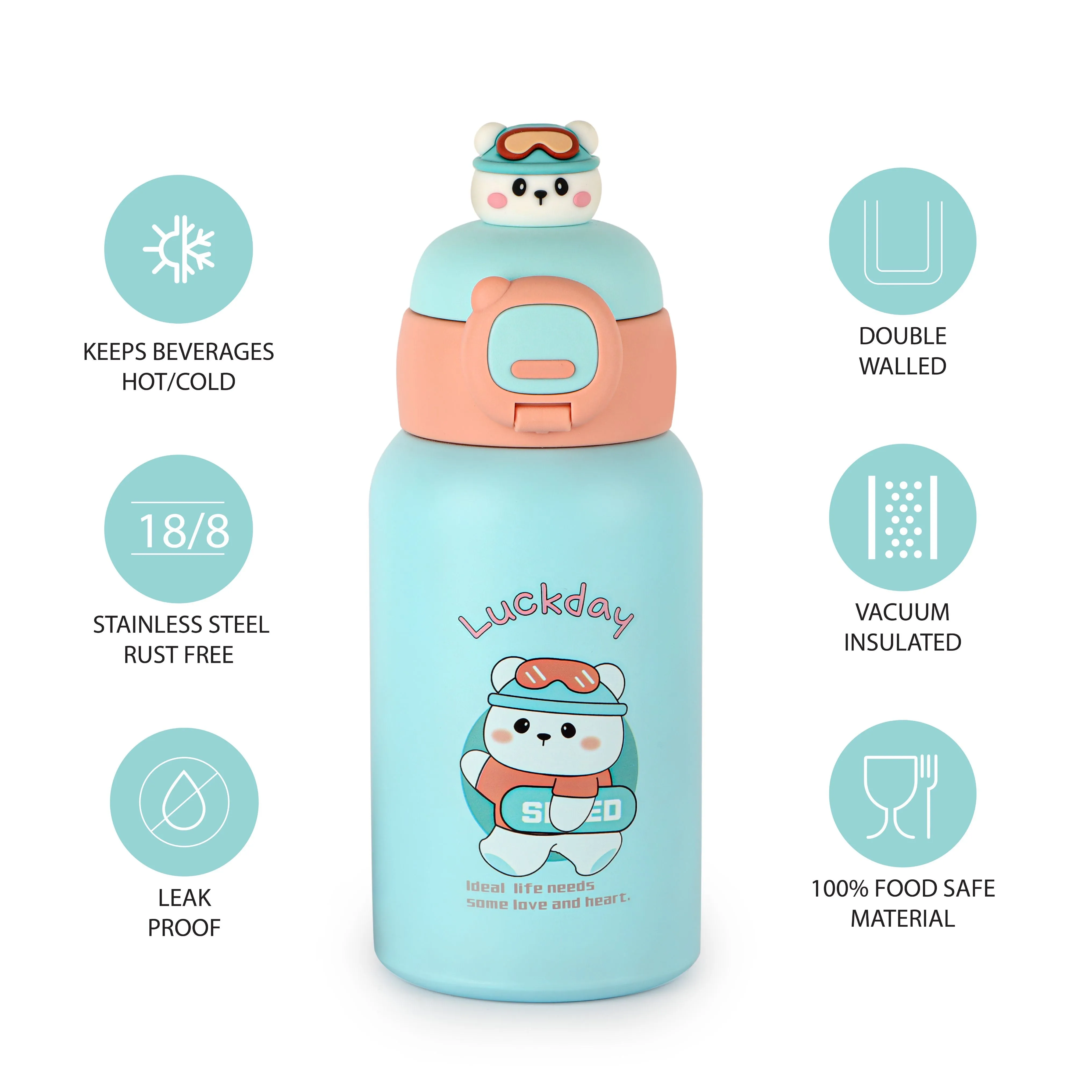 Babybop Hot & Cold Stainless Steel Kids Water Bottle, 500ml