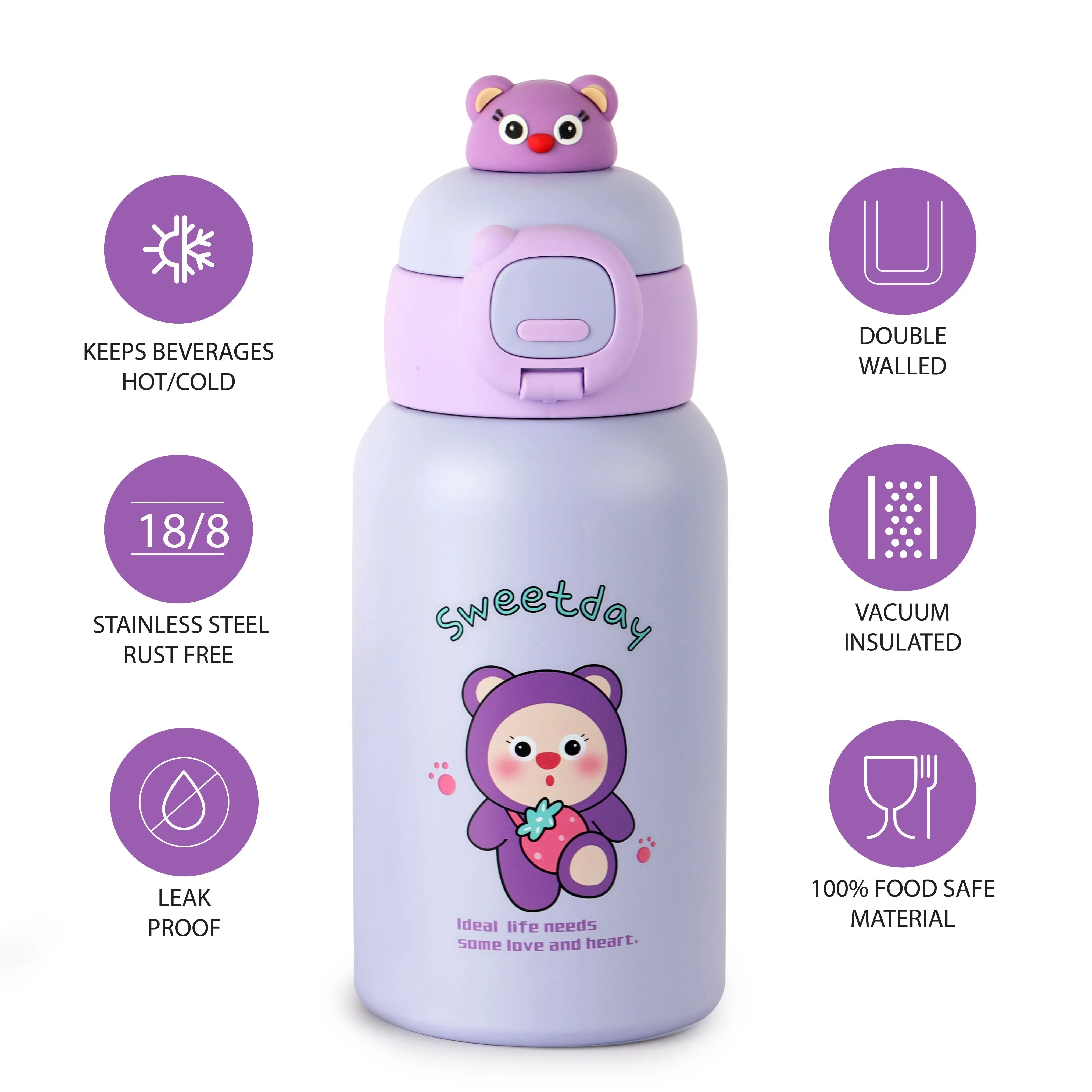 Babybop Hot & Cold Stainless Steel Kids Water Bottle, 500ml