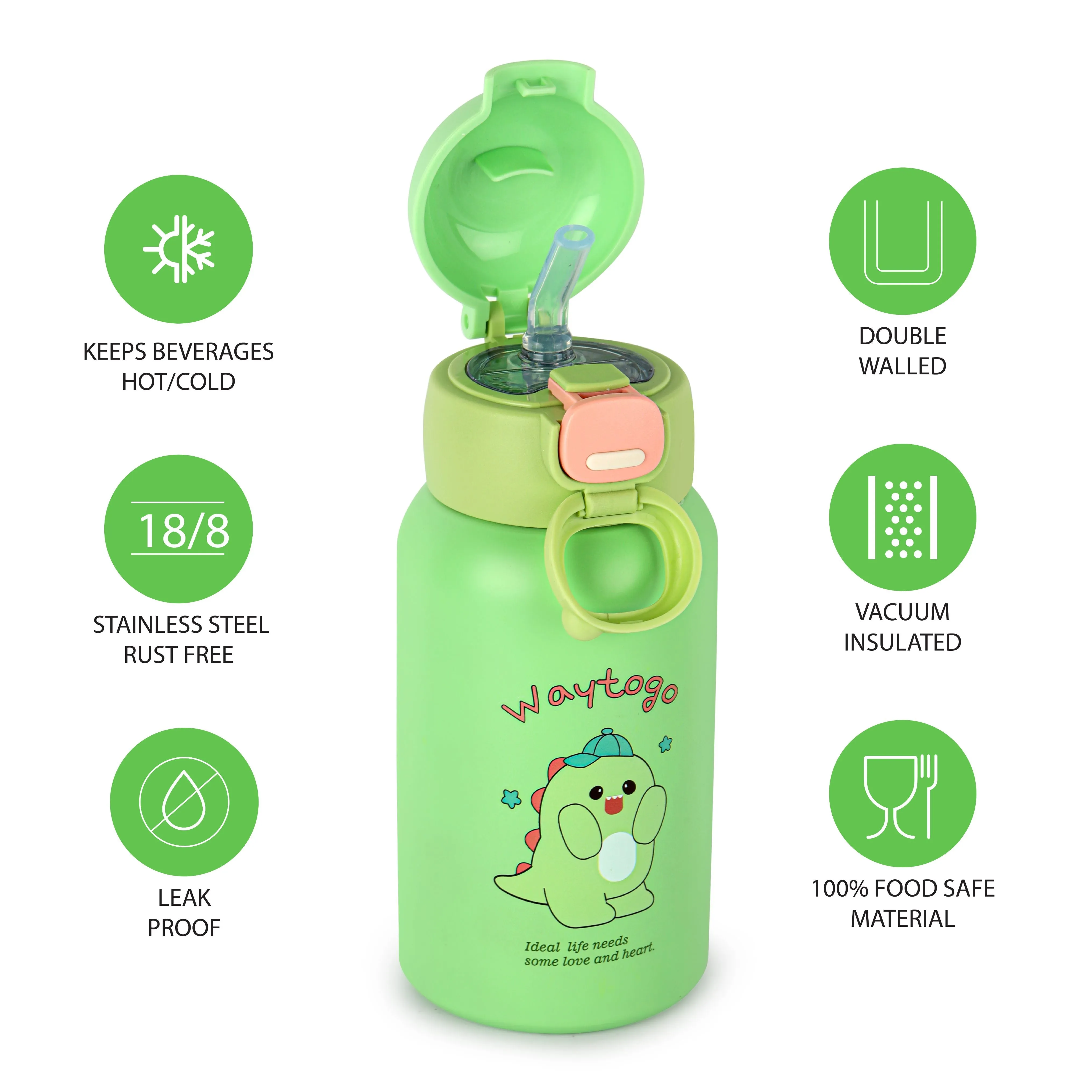 Babybop Hot & Cold Stainless Steel Kids Water Bottle, 500ml