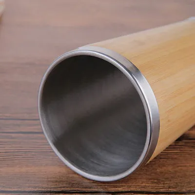 Bamboo Stainless Steel Coffee Mug with Leak-Proof Cover