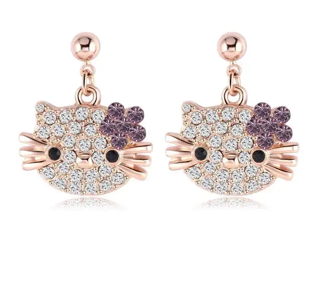 Beautiful Cat Earrings 18k Rose Gold Plated