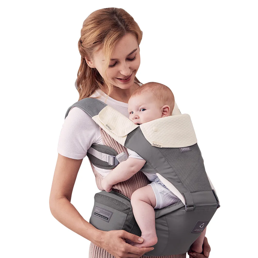 Bebamour Baby Carrier Front and Back Carry Baby Newborns to Toddler Baby Hip Carrier with 3 Pieces Teething Pads