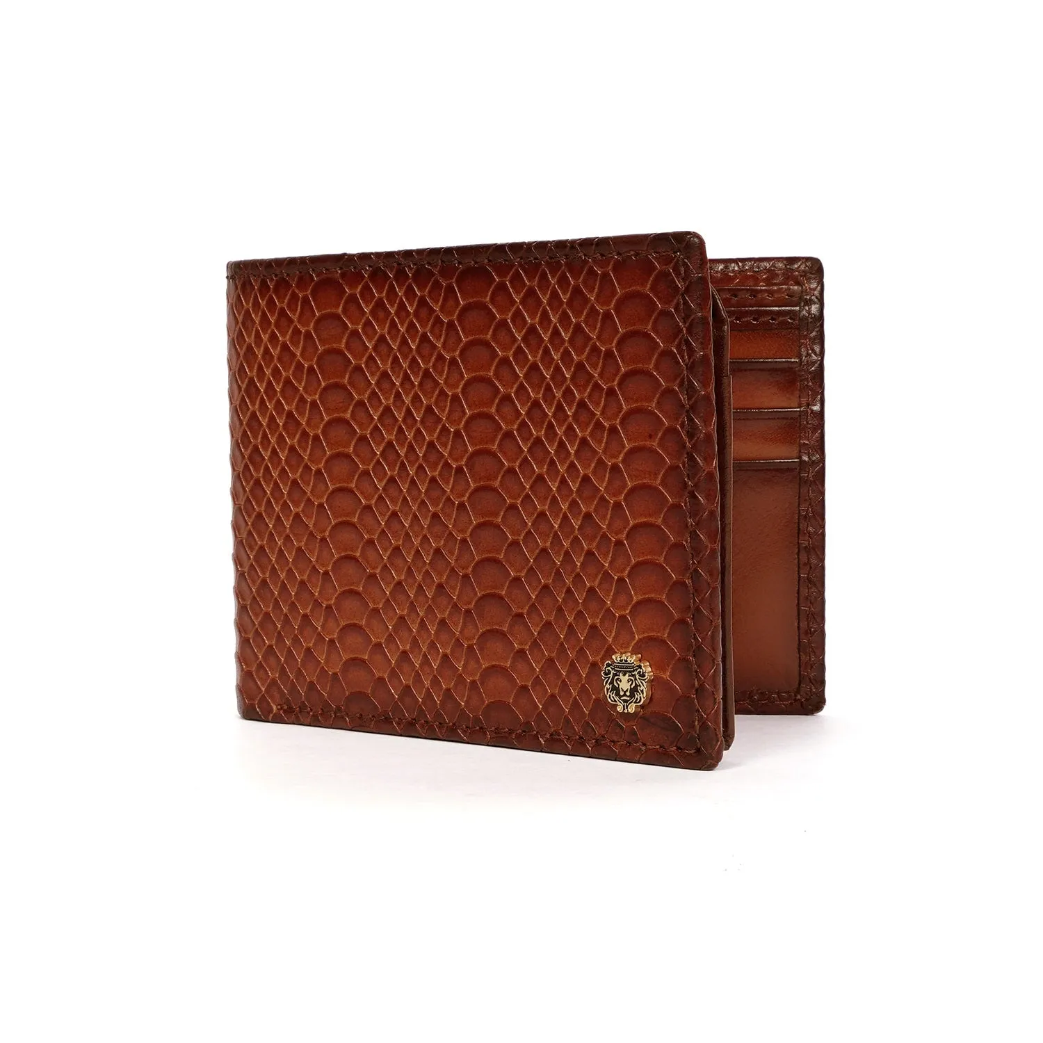 Bi-Fold Snake Skin Textured Tan Wallet