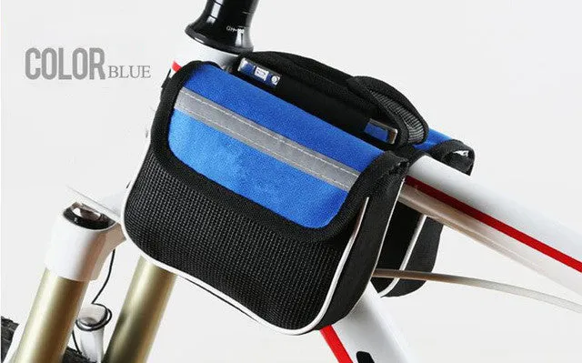 Bike Bicycle Frame Pannier Cycling Front Tube Frame Bag Waterproof 2 Colors Double bags With Phone Holder Bicycle Accessories