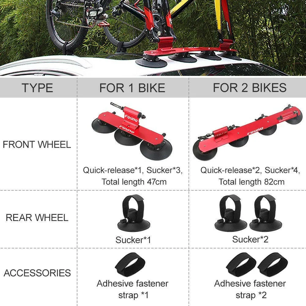 Bike Suction Roof Rack for Car Roof Top Sucker Quick Release Aluminum Alloy Bike Carrier Rack for 1 Bike