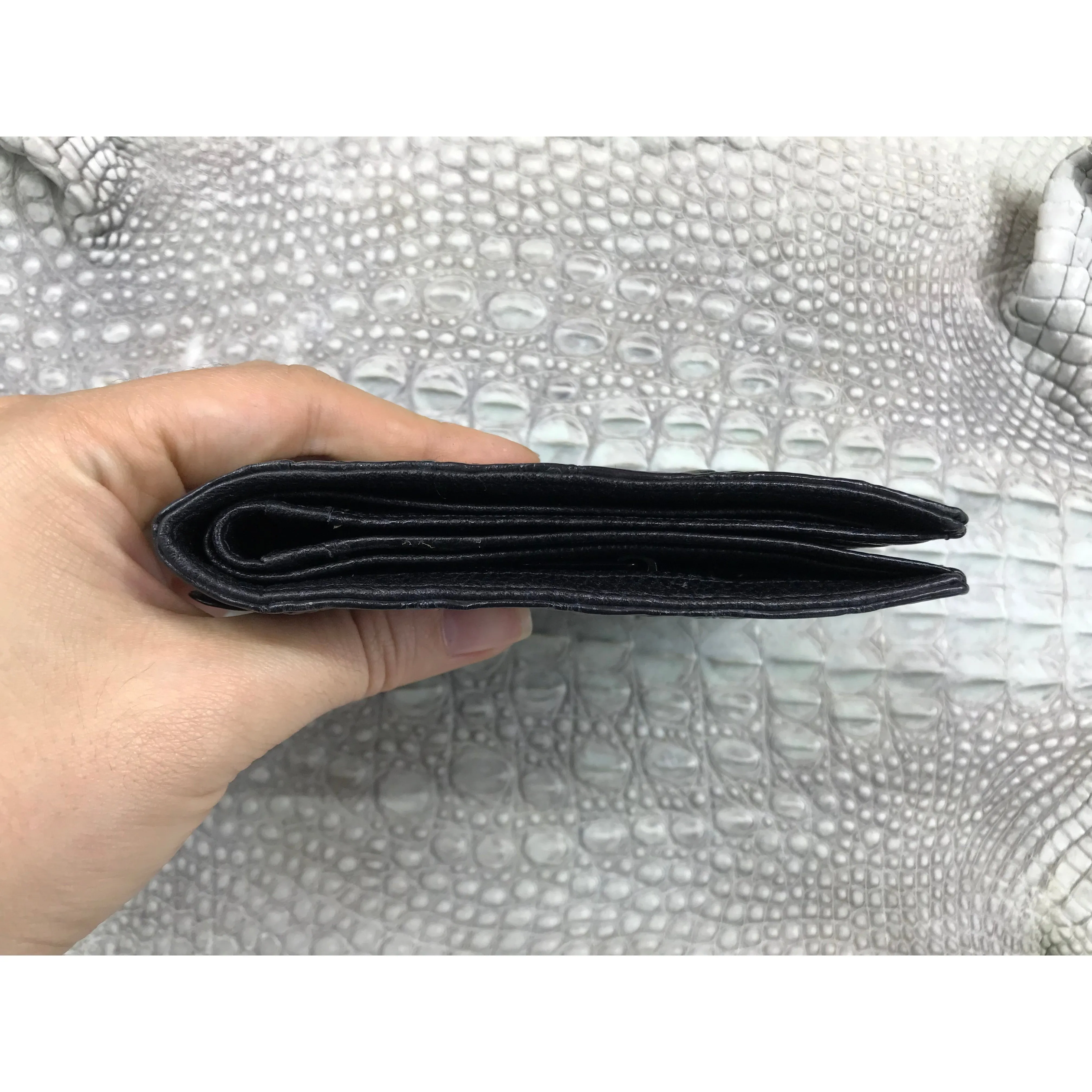 Black Alligator Skin Bifold Wallet For Men | Handmade Crocodile Leather Wallet RFID Blocking | VL5718