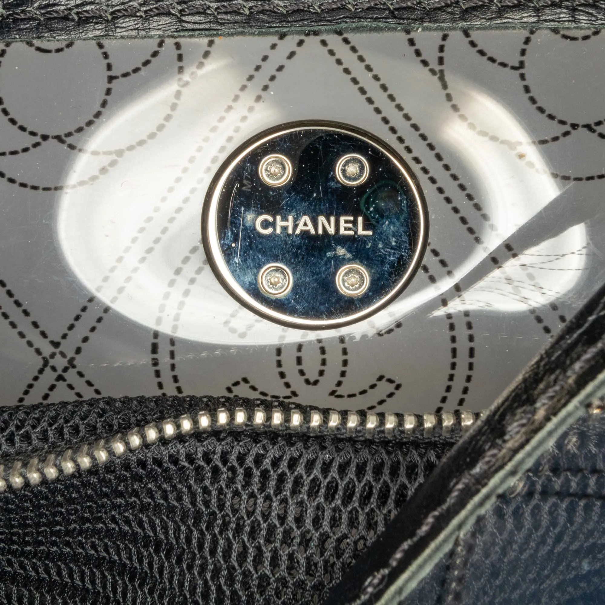 Black Chanel Crumpled Calfskin PVC Camellia Bucket