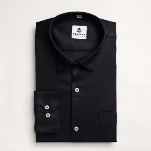 Black Color Micro Checks Texture Satin Cotton Shirt For Men