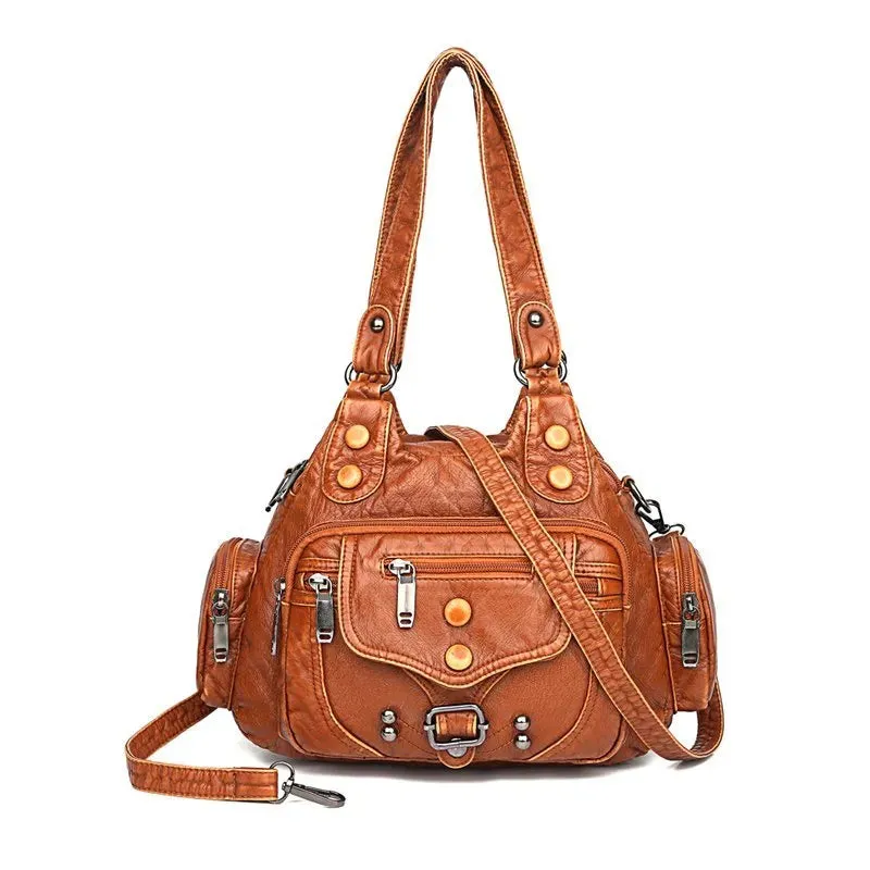 Boho-Chic Artisan Leather Shoulder Bag