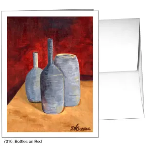 Bottles On Red, Greeting Card (7010)