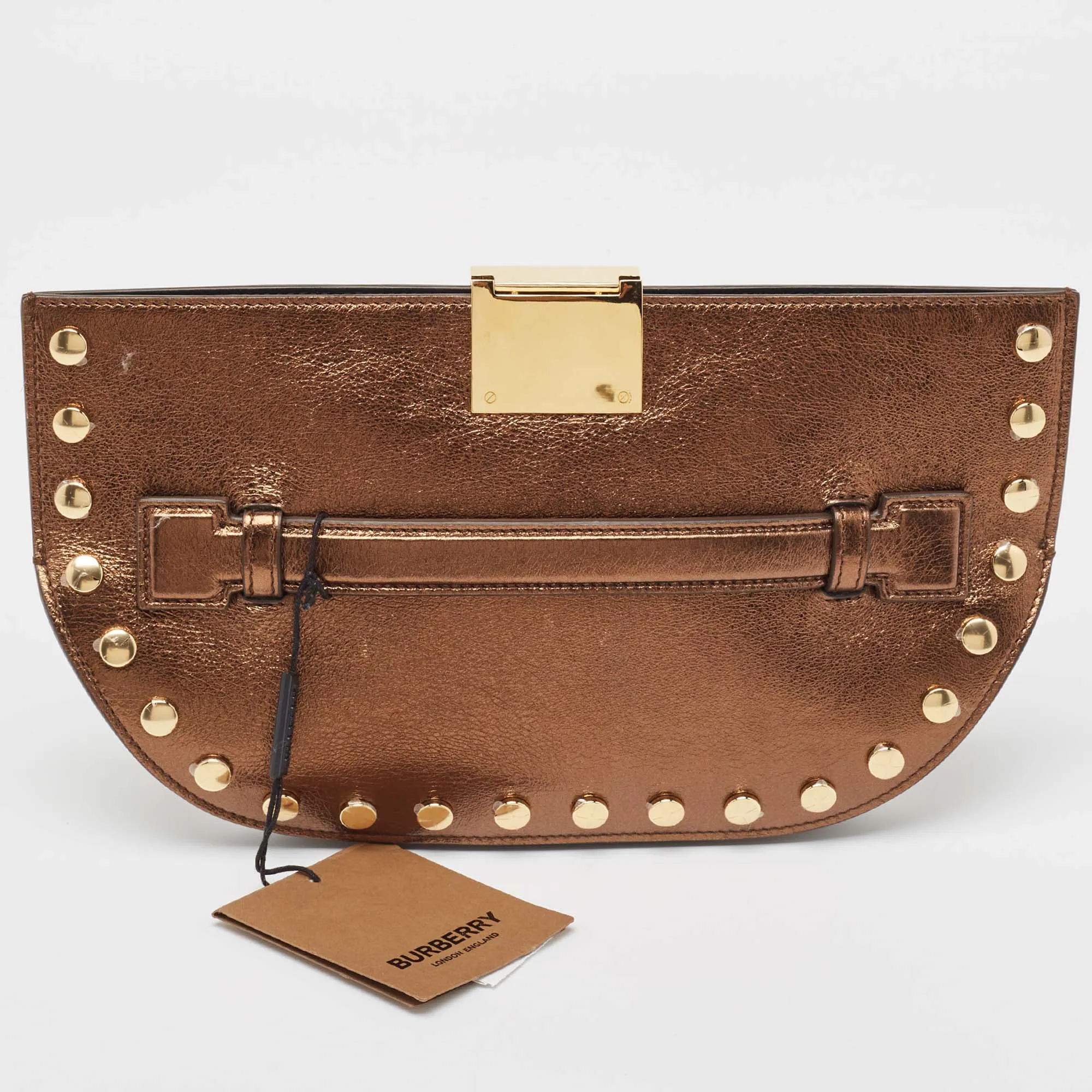 Bronze Leather Studded Olympia Clutch