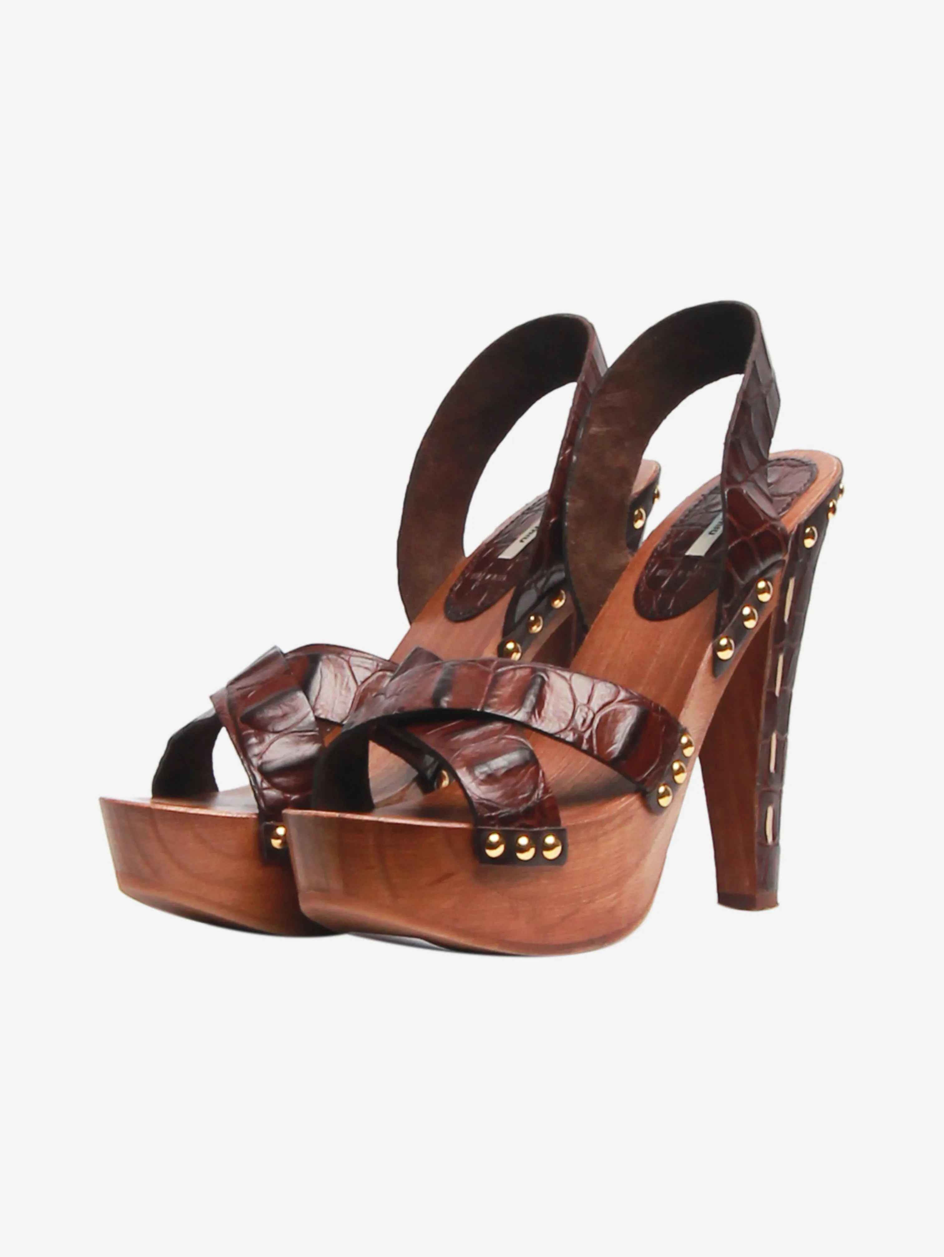 Brown clog platform sandals - size EU 36