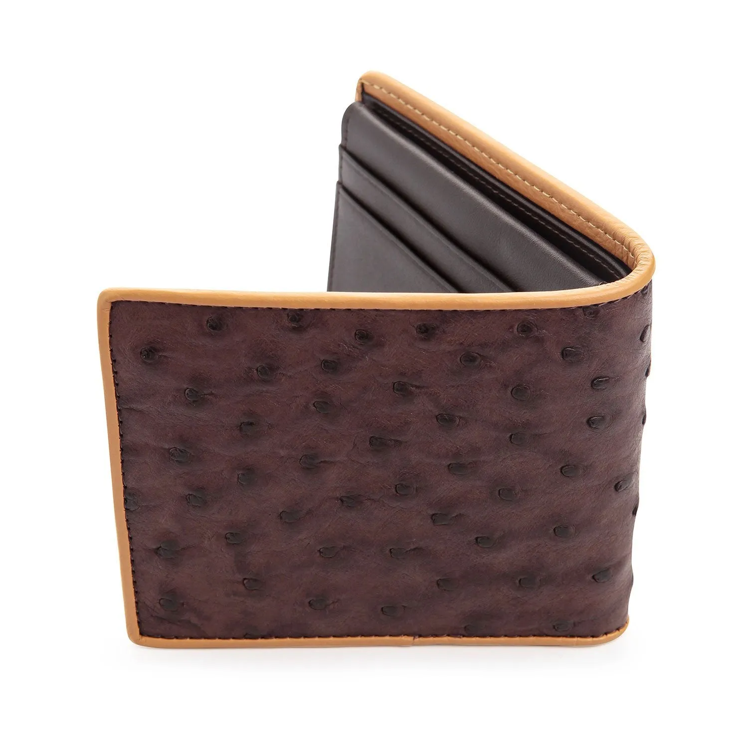 Brown Genuine Ostrich Leather Wallets