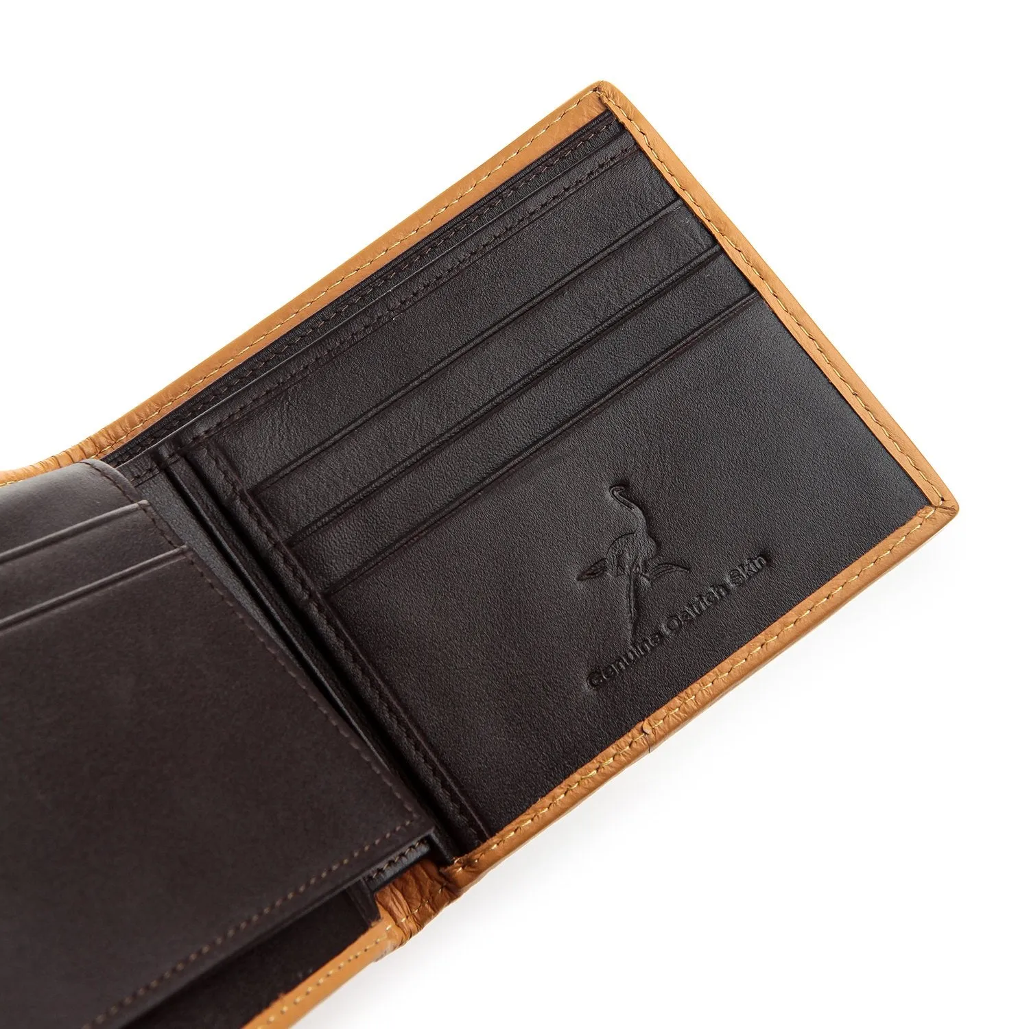 Brown Genuine Ostrich Leather Wallets