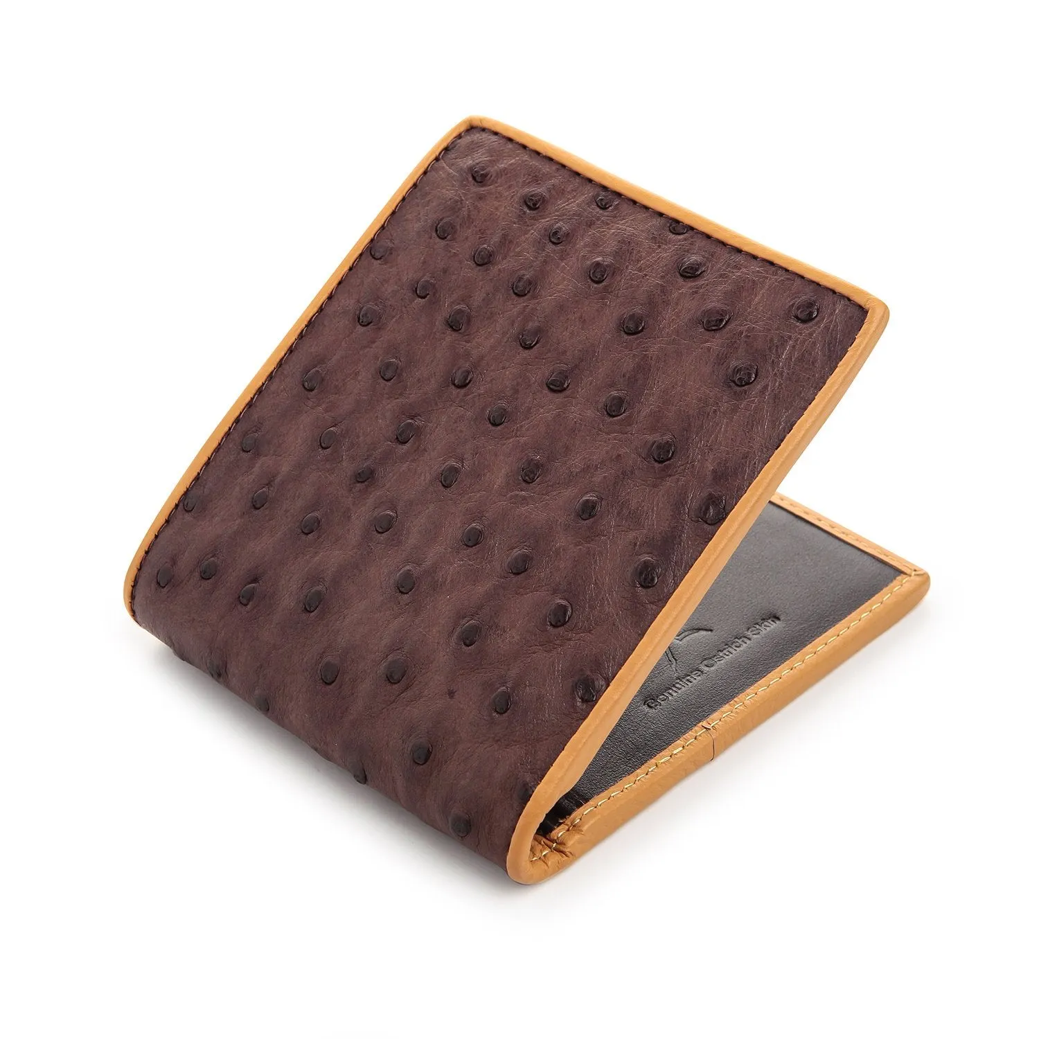 Brown Genuine Ostrich Leather Wallets