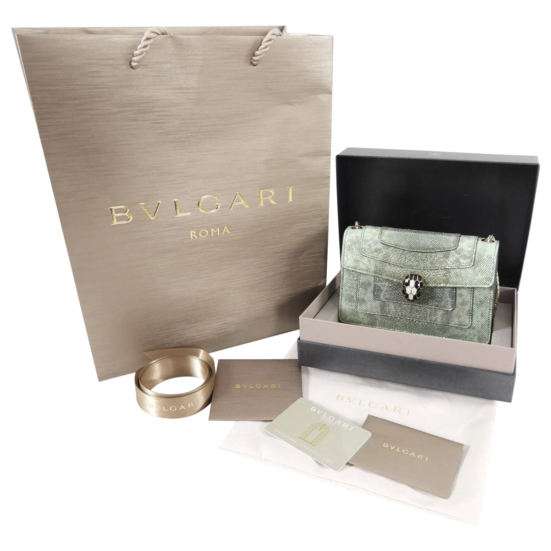 Bulgari Mini Metallic Green Serpenti Forever Crossbody Bag