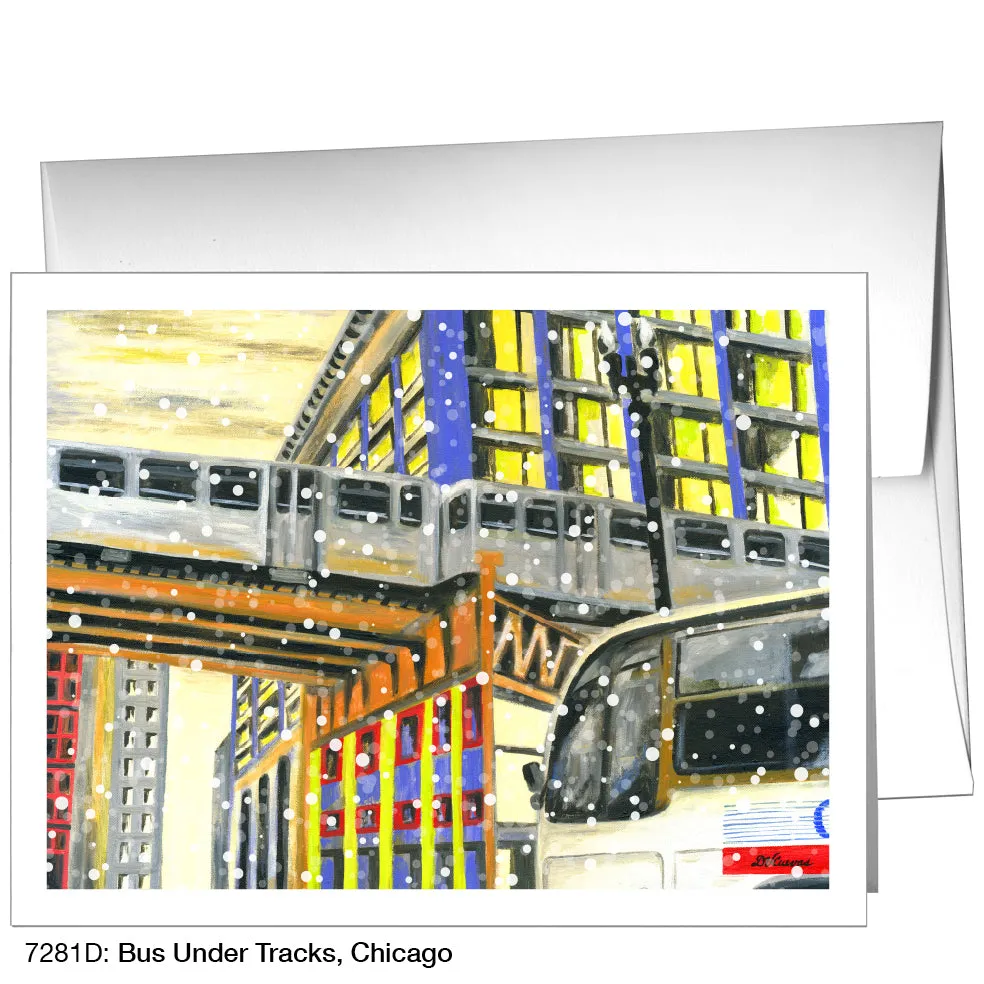 Bus Under Tracks, Chicago, Greeting Card (7281D)