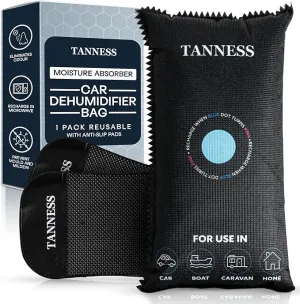 Car Dehumidifier Bags with Anti-Slip Pads | Essential Car Accessories | Moisture Absorber |Reusable Recharges in Microwave - Multipurpose for Car and Home |Tanness 1 Pack x 1kg