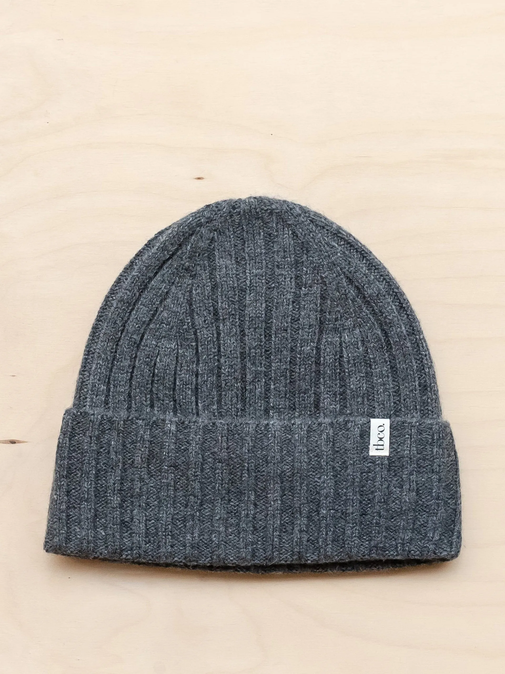 Cashmere and merino beanie in charcoal melange