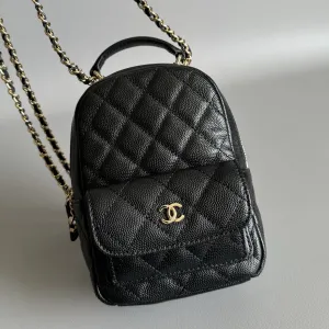 CC MINI 18 BACKPACK BLACK CAVIAR LIGHT GOLD HARDWARE