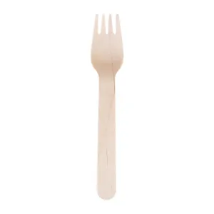 CD903 Fiesta Green Biodegradable Disposable Wooden Forks (Pack of 100)