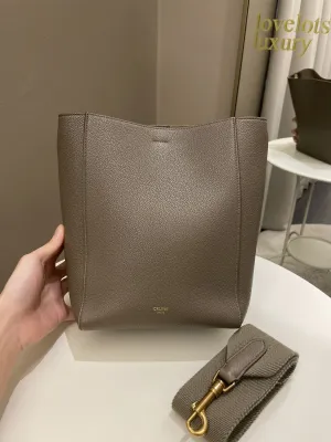 Celine Sangle Bucket Bag Taupe Grainy Calfskin